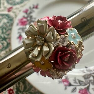 Floral Multicolor Statement Ring
